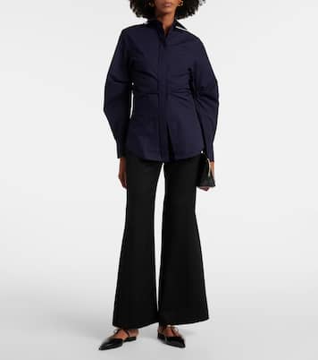 Camisa fruncida de mezcla de algodón | Victoria Beckham