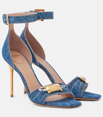 Sandales en jean à logo | Balmain