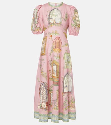 Vestido midi Monte de lino estampado | Alémais
