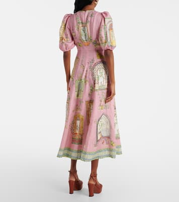 Vestido midi Monte de lino estampado | Alémais