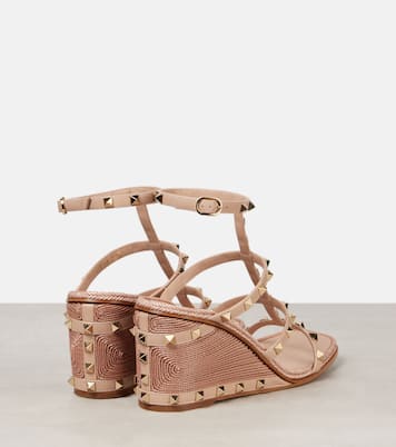 Sandales compensées Rockstud 80 en cuir | Valentino Garavani