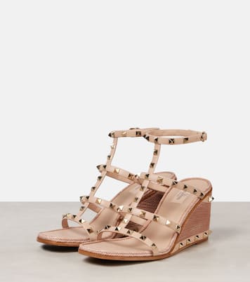 Sandales compensées Rockstud 80 en cuir | Valentino Garavani