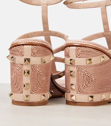 Sandales compensées Rockstud 80 en cuir | Valentino Garavani
