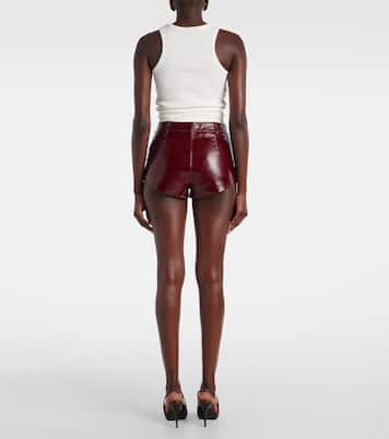 High-rise leather shorts | Self-Portrait