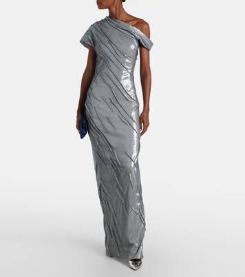Sequined asymmetric gown | Marmar Halim