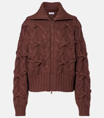 Cable-knit cashmere zip-up cardigan | Brunello Cucinelli