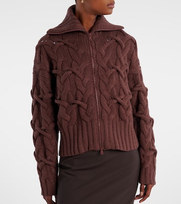 Cable-knit cashmere zip-up cardigan | Brunello Cucinelli
