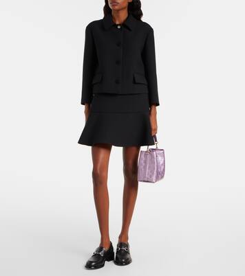 GG Emblem Medium metallic leather bucket bag | Gucci