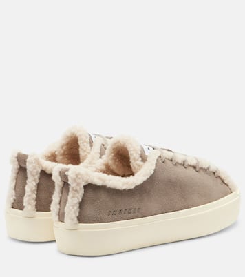 Shearling-trimmed suede low-top sneakers | Inuikii