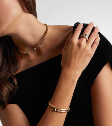 Armreif aus 18kt Gelbgold mit Diamanten und Saphiren | Marina B