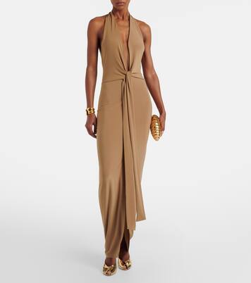 Draped halterneck open-back gown | Norma Kamali