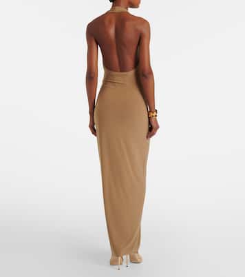 Draped halterneck open-back gown | Norma Kamali
