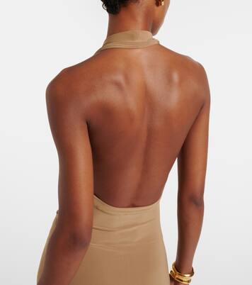 Draped halterneck open-back gown | Norma Kamali