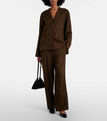 Monogram embroidered flannel pajama pants | Toteme