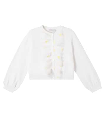 Floral ruffled cotton cardigan | Stella McCartney Kids