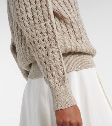 Jersey en mezcla de lino con lentejuelas | Brunello Cucinelli