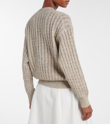 Jersey en mezcla de lino con lentejuelas | Brunello Cucinelli