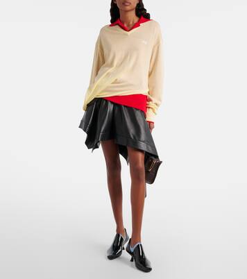 Double L belted leather miniskirt | Loewe