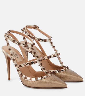 Pumps slingback Rockstud in pelle metallizzata | Valentino Garavani