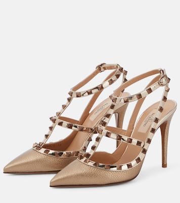 Pumps slingback Rockstud in pelle metallizzata | Valentino Garavani
