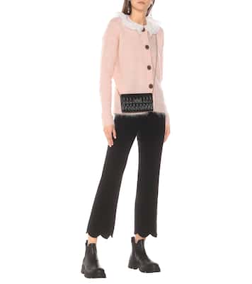 Lace-trimmed mohair-blend cardigan | Miu Miu