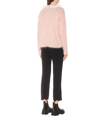 Lace-trimmed mohair-blend cardigan | Miu Miu