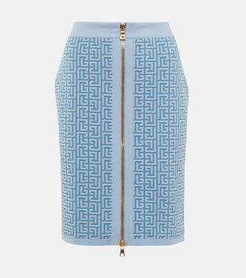 Minifalda en mezcla de lana con monograma | Balmain