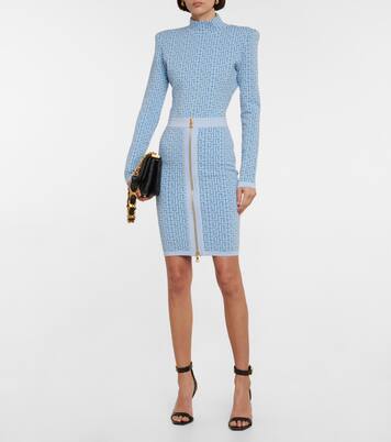 Minifalda en mezcla de lana con monograma | Balmain