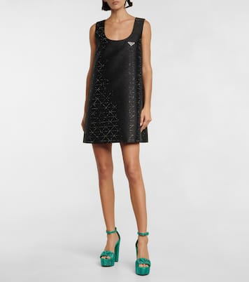Sandali in raso con plateau e cristalli | Prada