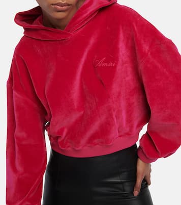 Felpa cropped in velluto con cappuccio | Amiri