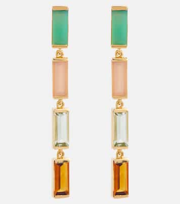 Ohrringe Deco Maxi aus 9kt Gelbgold mit Edelsteinen | Aliita