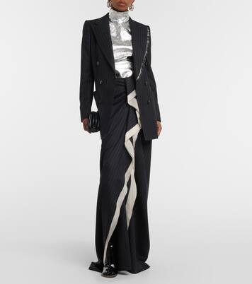 Sinam pinstriped wool maxi skirt  | Dries Van Noten