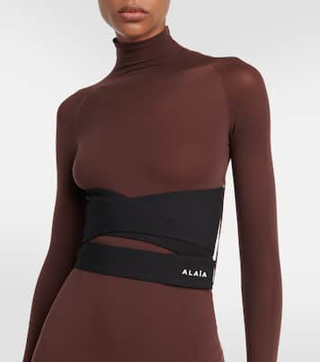 Abito lungo in jersey con collo alto e cintura | Alaïa