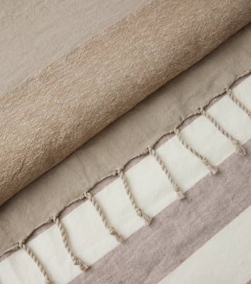 Fringed linen-blend lamé throw | Brunello Cucinelli