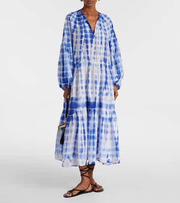 Amelia tie-dye tiered silk midi dress | Anna Kosturova
