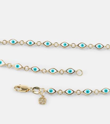 Mini Evil Eye 14kt gold and enamel anklet | Sydney Evan