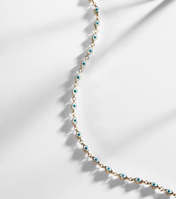 Mini Evil Eye 14kt gold and enamel anklet | Sydney Evan