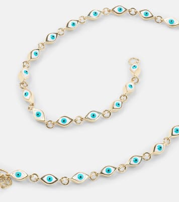 Mini Evil Eye 14kt gold and enamel anklet | Sydney Evan