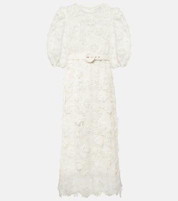 Robe midi Halliday en dentelle à fleurs | Zimmermann