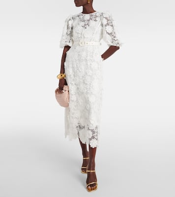Robe midi Halliday en dentelle à fleurs | Zimmermann