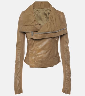 Asymmetric leather biker jacket | Rick Owens