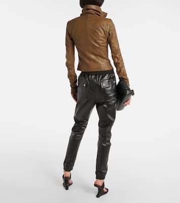 Asymmetric leather biker jacket | Rick Owens