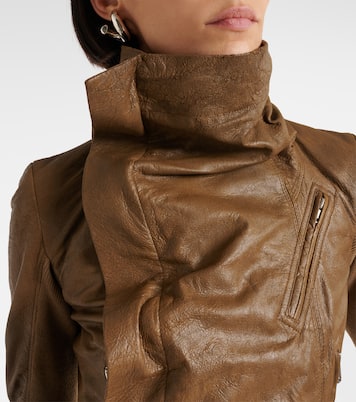 Asymmetric leather biker jacket | Rick Owens