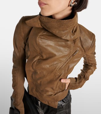 Asymmetric leather biker jacket | Rick Owens