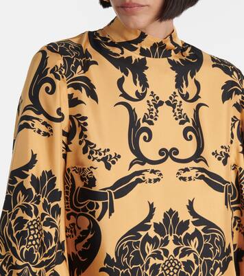 Make An Exit feather-trimmed silk twill top | La DoubleJ