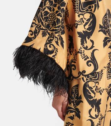 Make An Exit feather-trimmed silk twill top | La DoubleJ