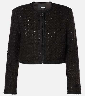 Giacca cropped in bouclé con paillettes | Rotate