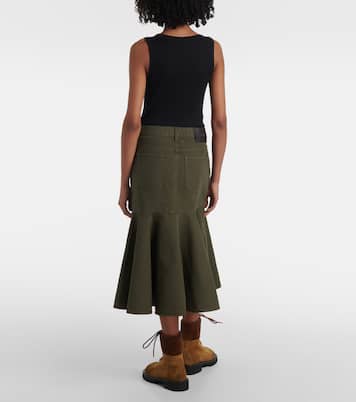 Falda midi de sarga de algodón | Loewe