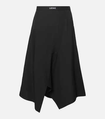 Jupe midi asymétrique en laine | Loewe