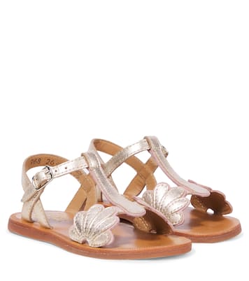 Sandalen Plagette Bloom aus Metallic-Leder | Pom d'Api